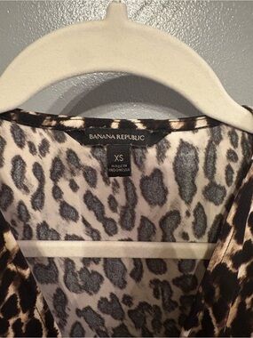 Banana Republic Leopard Print V-Neck Wrap Dress - Black & Cream